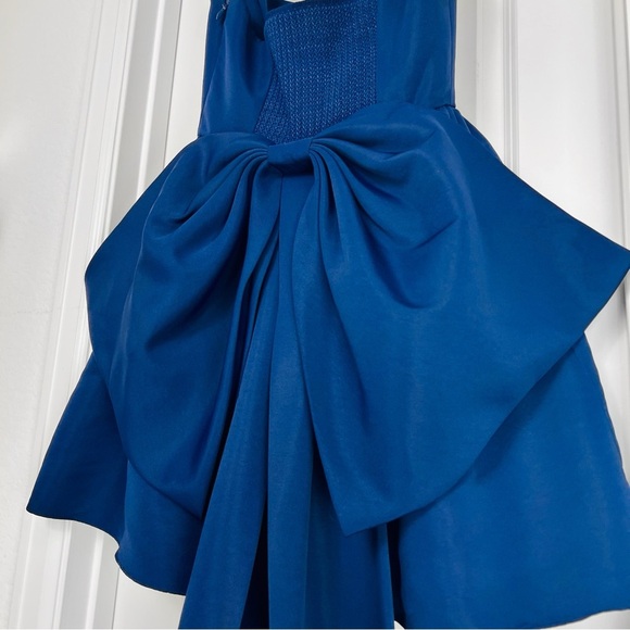 Sachin & Babi Blaine Mini Dress Navy Bow Train Cocktail Party Formal 8 M Blue - Picture 6 of 13